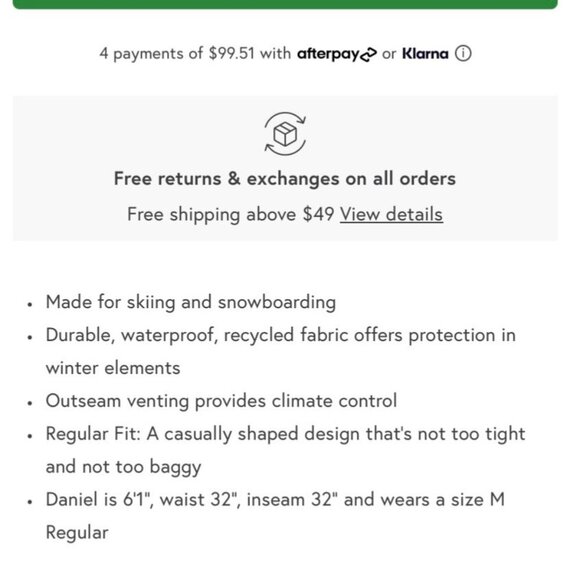 Mens Stio Environ Ski/Snowboard Pant XXL short Mountain Shadow Navy Waterproof - Picture 3 of 6